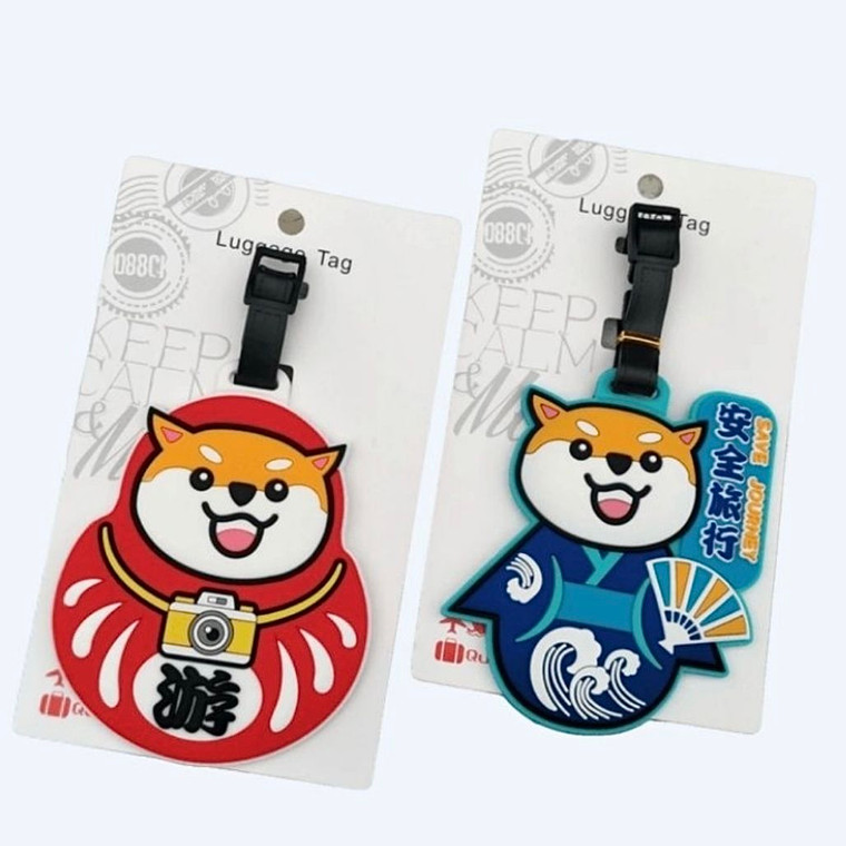 Shiba Inu Luggage Tag Japanese Kawaii Dog Anime Getaway Vacation Holiday Japanese Travel Accessories Luggage Tags Suitcase ID Address Baggage Labels Gifts Trend In Blue Red