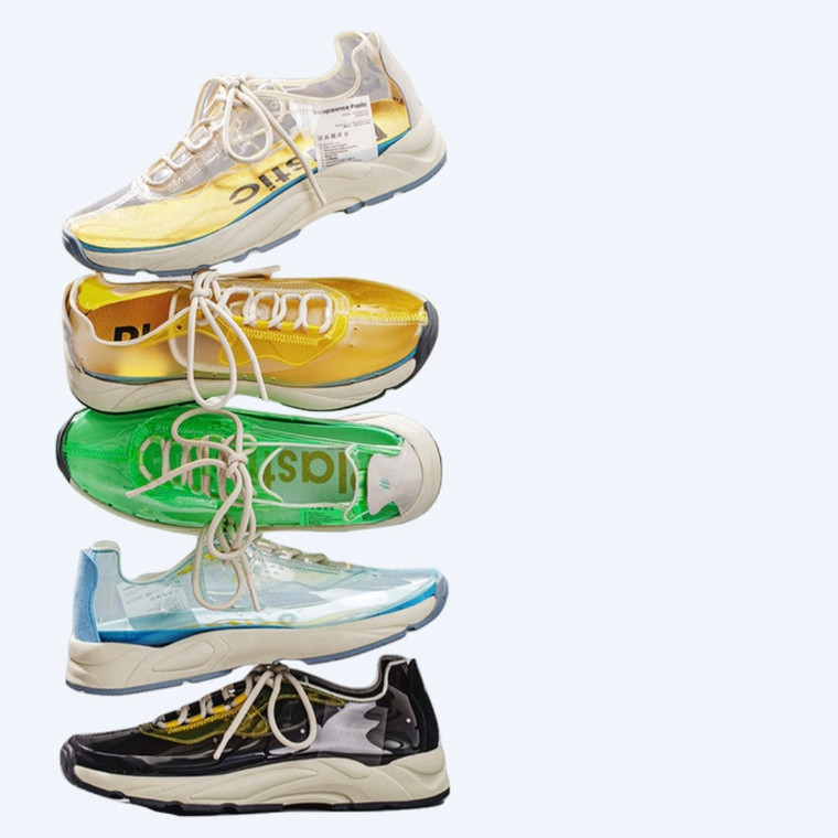 Transparent Low-Cut Sneakers Men's Permeability Fashion Shoes Net Trend Low Heel Casual Multicolor Sports Walking Shoe for Man Trend in Transparent Black Blue Green Yellow