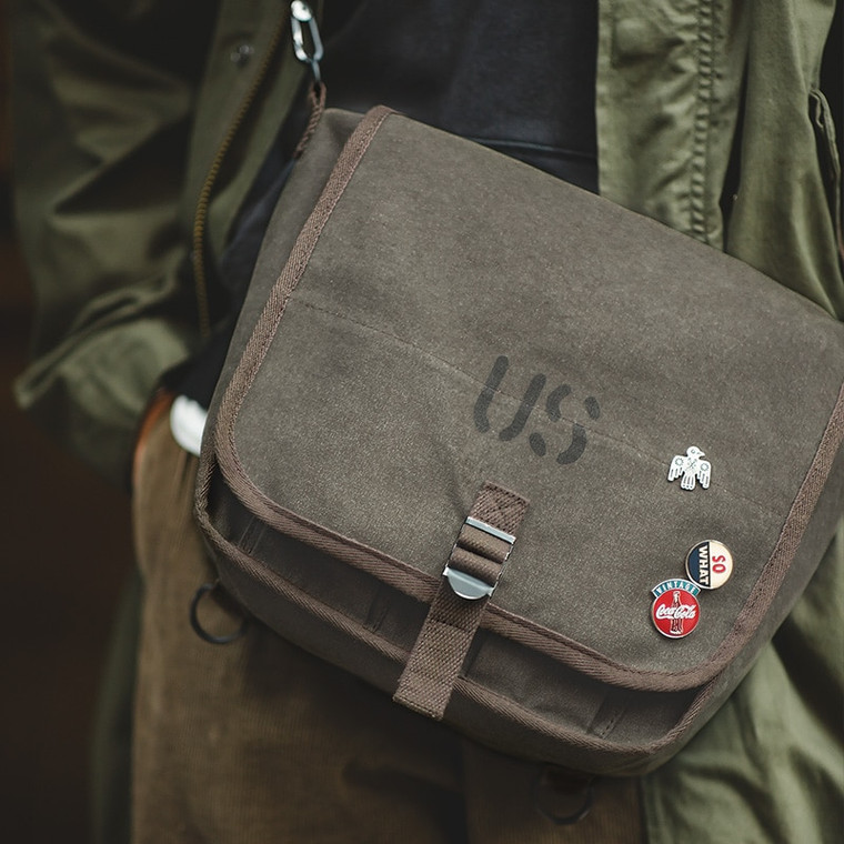 Waxed Canvas Messenger Bag Men’s Women’s Travel Khaki Army Green School Work Tools Vintage Crossbody Backpacks  M1936 US military Bags Trend For Man Woman