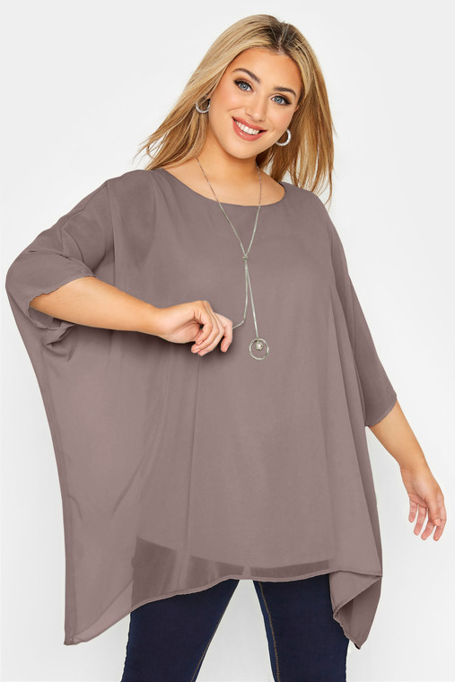 Batwing Sleeve Cape Blouse Women’s Elegant Plus Size Top Boatneck O-Neck 3/4 Sleeve Loose Casual Office Work Khaki Tunic Tops Trend for Woman 6XL 7XL