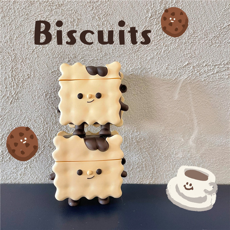 3D Biscuits AirPods 2 1 Pro Case Cover  Silicone Earphone Cases for Headphone Earbuds Wireless Apple Charging Covers