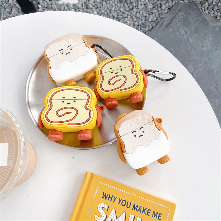 3D Bread Toast AirPods 1 2 3 Pro Case Cover   Cute Cartoon Wireless Earbuds Headphone Cases for Apple