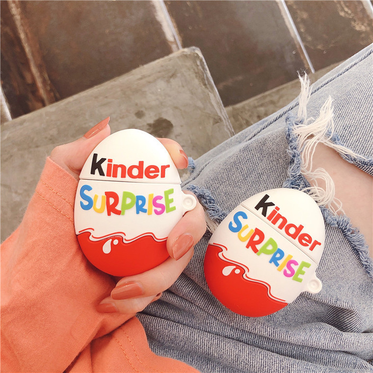 3D Kinder SURPRISE Eggs AirPods 1 2 Earphone Case Cover Wireless Bluetooth Cartoon Case Headphone Protective Covers for Apple Cases