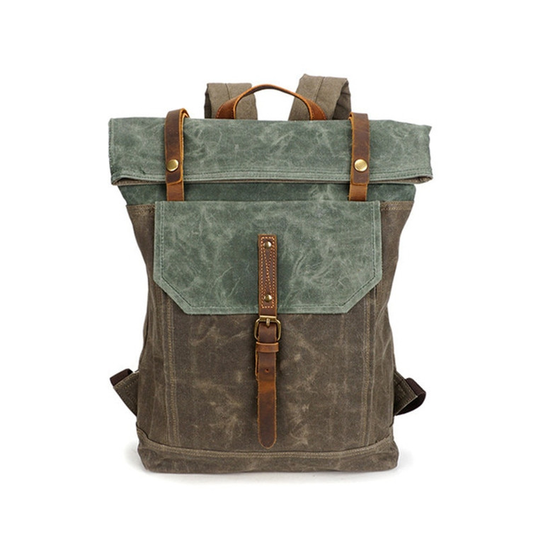 Canvas Leather Backpack Unisex Anywear Mens Women’s Backpacks Bag Luggage Baggage Bags for Man Woman in Green