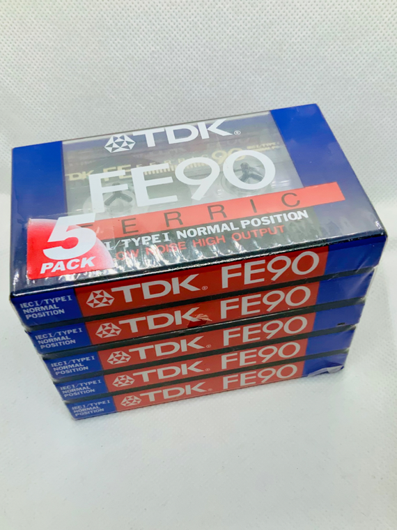 TDK FE90 Cassette Tape 5-Pack  Classic Trending Vintage Blank Audio Recording Tapes