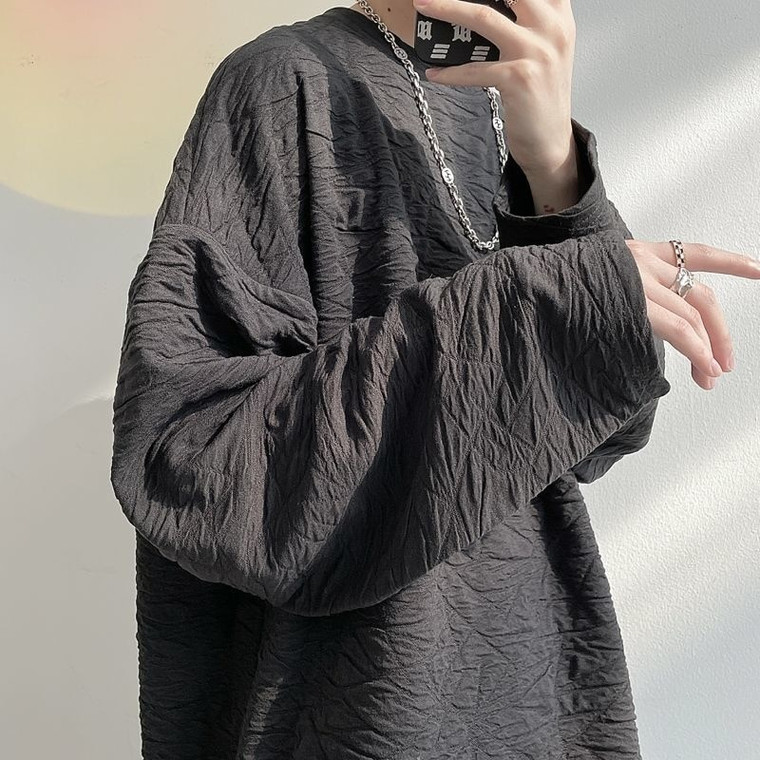 Crewneck Pleated Oversized Top