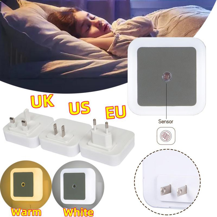 Smart Motion LED Night Light Sensor  Plug Lamp With EU UK US Plug Mini Wall Lights For Bedroom Hallway Lights Corridors Stairs Bedside Lamps