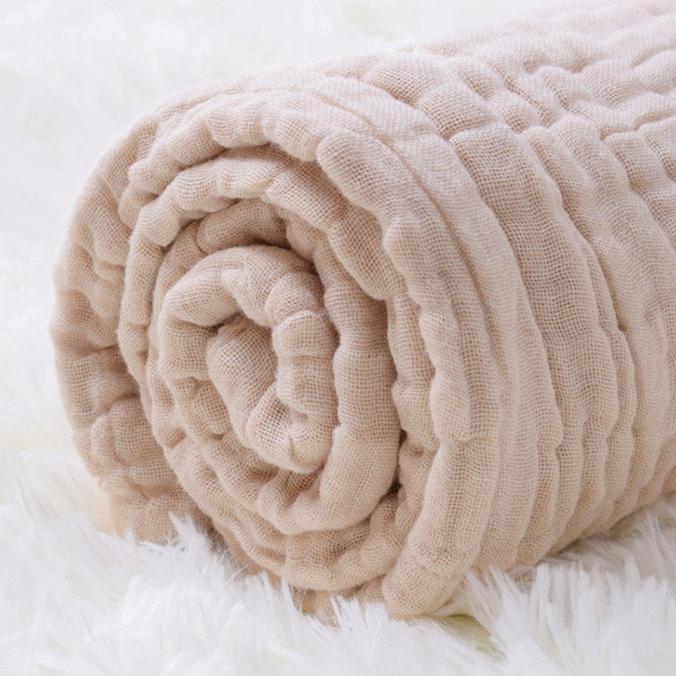 Muslin Swaddle Blanket   Unisex 6 Layers Baby Newborn Organic Cotton Solid Bath Quilt Burp Clothes Boy Girl Blankets in BROWN