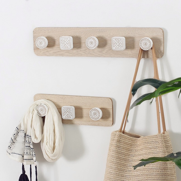 Wooden Wall Hook   Nordic Clothes Hat Key Holder Hooks Crochet Geometric Organizer Wood Hangers Decor Home Hotel Dorm Room Norway Decoration