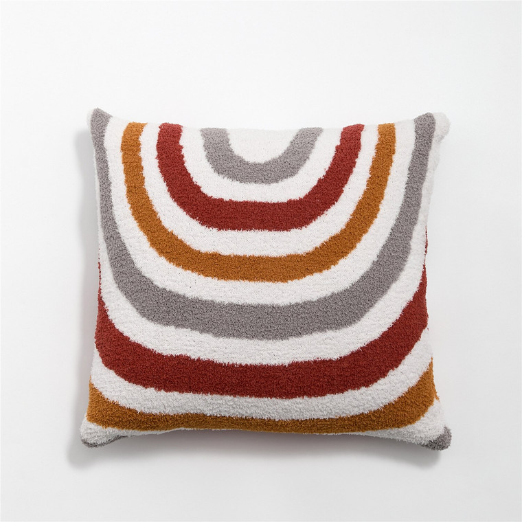 Tufted Rainbow Pillow Case  Nordic Back Cushion Cover Pillowcase Geometric Rainbow Decorations for Home Office Studio Aesthetic Scandinavian Norway Covers Room Decor 45x45cm in White Red Gray / Grey Orange