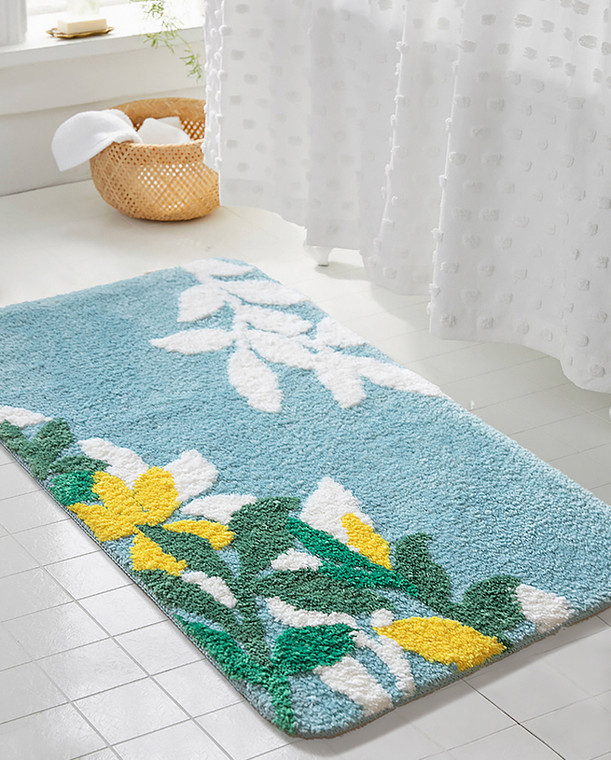 Fluffy Area Rug   Nordic Bathroom Mat Carpet Bath Room Floor Floral Absorbent Anti Slip Pad Bathmat Doormat Home Decor Norway Mats Scandinavia Rugs Scandinavian Trendy Norwegian Bathmats