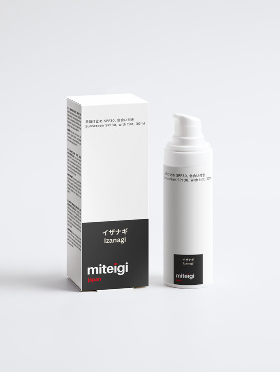 Sunscreen SPF30, with tint 30ml Izanagi blended with Zinc Oxide Raspberry Seed Oil Omega rich Sea Buckthorn and Hyaluronic acid to give skin hydration and sunny ylang-ylang aroma trendy skincare by miteigi