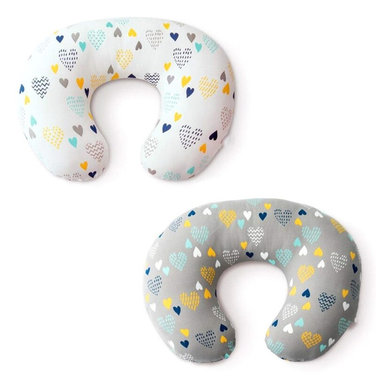 2-Piece Nursing Pillowcase Set     2 Pcs Newborn Baby Maternity U-Shaped Breastfeeding Pillow Case Infant Cotton Feeding Milk Cushion Cover Pillows Unisex trendy Boy Girl in White Gray / Grey Multicolor Hearts