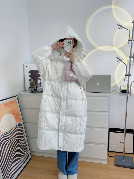 Hood Down Parka Coat  Women’s Pregnancy Winter Jacket Long Thickened Over-the-knee Loose Fluffy Maternity Down Coat Fahion Hooded Parkas Coats Outerwear for Woman in Trendy White