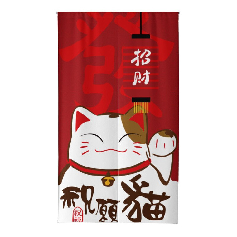 Lucky Cat Noren Door Curtain  Japanese Polyester Fabric Japan Door Curtains For Trendy Kitchen Sushi Shop Home Decoration