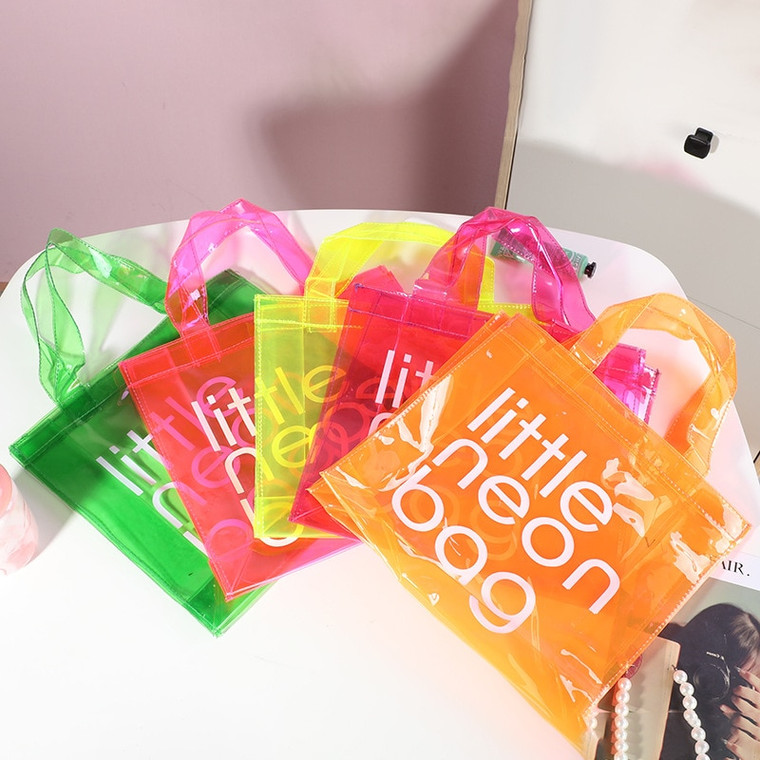 Waterproof Storage Bag   Genderful Unisex Anywear Holiday Multifunctional Large Capacity PVC Transparent Wash Vacation Candy Color Handbag Beach Swim Getaway Neon Tote Bags for trendy Men Women