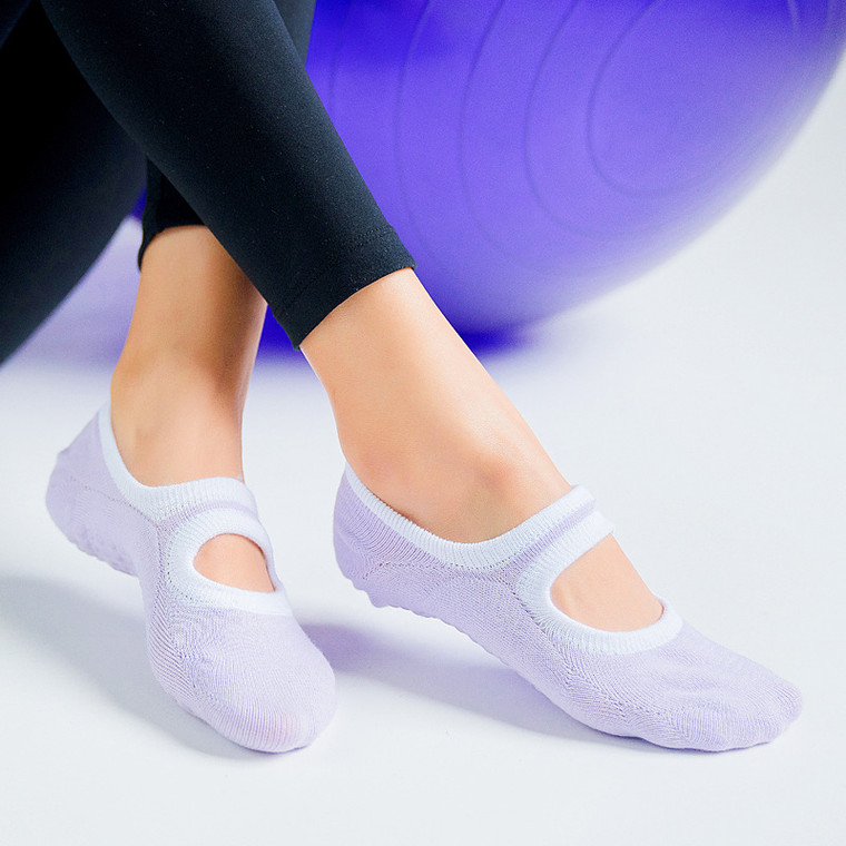 Candy Color Cotton Yoga Socks   Women’s Breathable Backless Anti-Slip Pilates Ankle Women Dance Training Fitness Sports Footwear for trendy Woman in Lilac