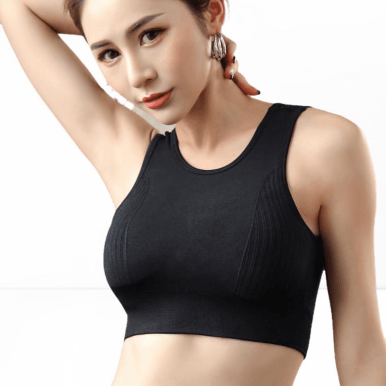 Wirefree Sports Bra  Women’s Activewear Fitness Lingerie Hollow Out Breathable Yaga Yoga Vest Running Sport Underwear Female Plus Size Bras for trendy Ladies woman in Black