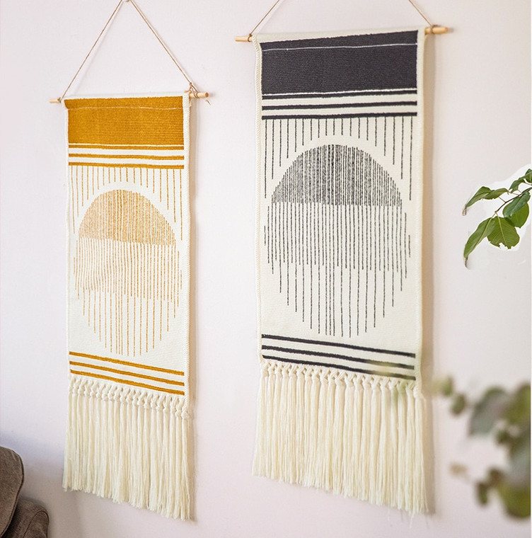 Tassel Art Tapestry   Bohemia Nordic hanging cloth Hand-knitted tassels tapestries Wall Hanging Handmade cotton bohemian style Retro Boho Trendy Home Decor