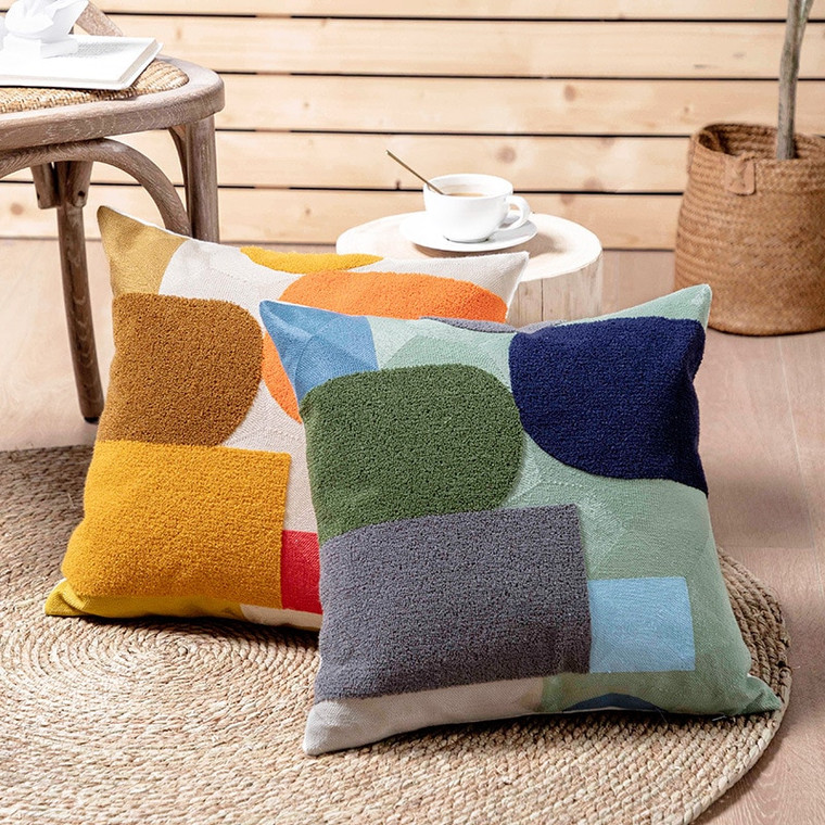 Geometric Pillow Cover  Soft Cozy Pillow Cover Cotton Canvas Towel-embroidered Sofa cushion covers Home Decoration Trendy Multicolor Pillows Cushions