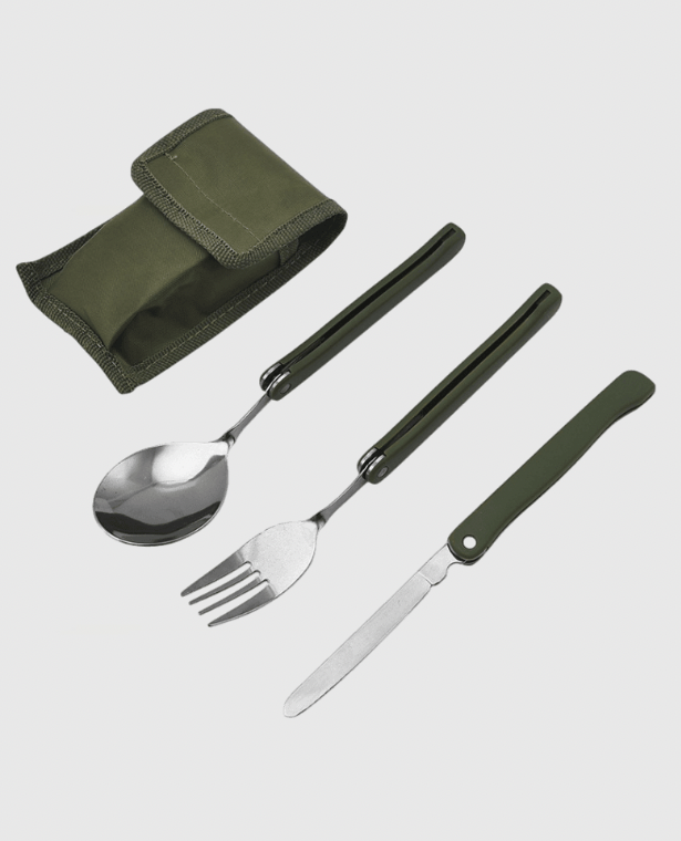 Portable Folding Dinnerware 4-Piece  4Pcs/Set 420 Stainless Steel Knife Fork Oxford Bags Outdoor Camping Hiking Trendy Cutlery Flatware Sets