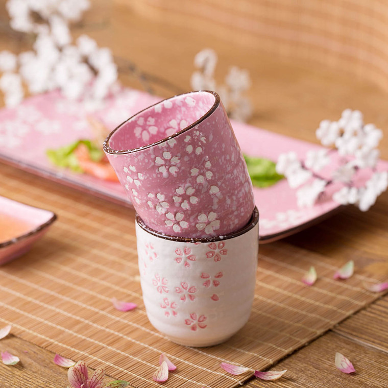 Japanese Cherry Blossom Ceramic Cup  Beautiful Sakura Tea Coffee Home Portable Porcelain Instant Coffee Mugs Espresso Cups Trendy Drinkware in Pink Beige