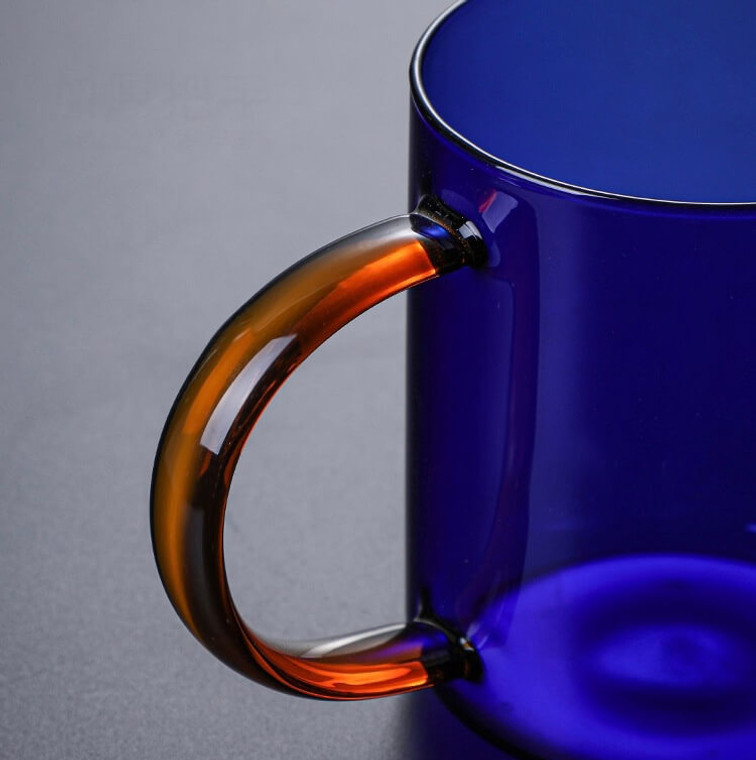 Colored Glass Coffee Cup  380ml Nordic Household Amber Blue Heat Resistant Mug Juice Drinking Mugs Tea Water Glasware Cup with Handle Trending styled Drinkware Glases