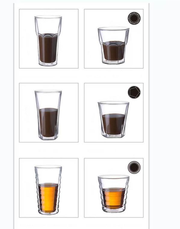Double Glass Water Cup   250/350ml Whiskey Espresso Milk Glasses Cups Kitchen Home Flower Tea Coffee Whisky Beer Drinkware Creative Tumblers Clear Transparent Trendy Glassware