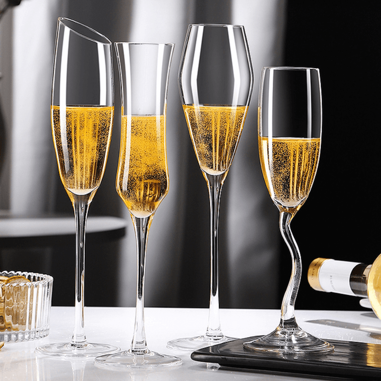 Crystal Glass Champagne Flute 2-Piece  2Pcs Nordic Wine Glasses High Value Cocktail Goblet Cups Set Home Beautiful Wedding Party Barware Norway Scandinavia Scandinavian Norwegian Goblets Trendy Glassware Sets
