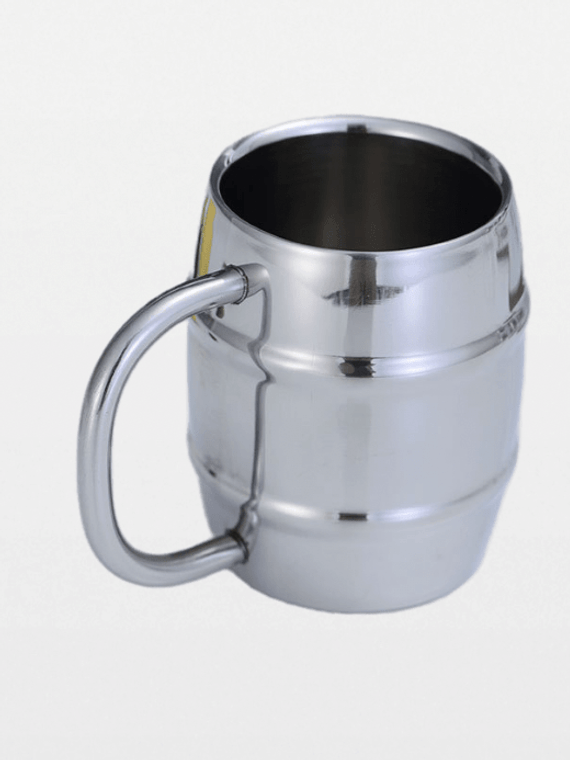 Stainless Steel Beer Stein    304 Metal Barware Mug Double Wall Thermal Cup with Handle Bar Creative Water Juice insulation Keeps Cold Steins Trendy Drinkware Mugs