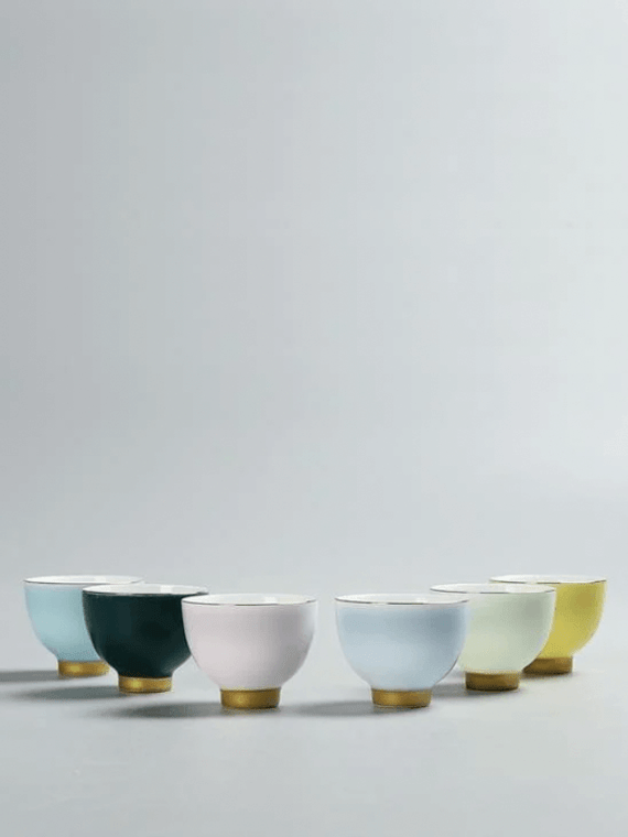 Ceramic Tea Cup Set 6-Piece   6Pcs/Set China Kung Fu Tea Cups Cute Rainbow Small Arab Coffee Mug Beautiful Bowl Colorful Porcelain Teacups Sets Gifts Drinkware Arabic Persian Trendy Gift