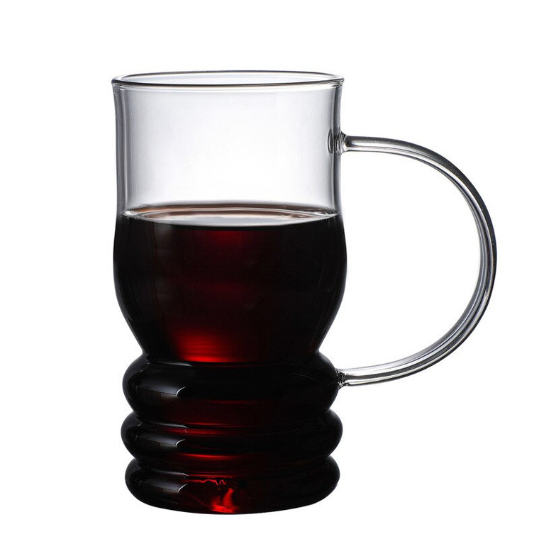 Glass Coffee Cup 380ml  Creative Large Beer Mug European Color with Handle Home Office Personality Heat-Resistant Tea Water Cups Mugs Glassware in Transparent clear drinkware