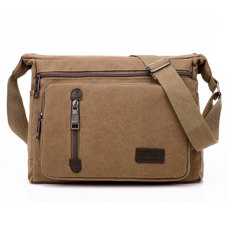 Canvas Shoulder Bag   Genderful Unisex Anywear Bottle Mens Women’s Casual Simple Fashion Retro Multi Layered Bags in trendy Brown
