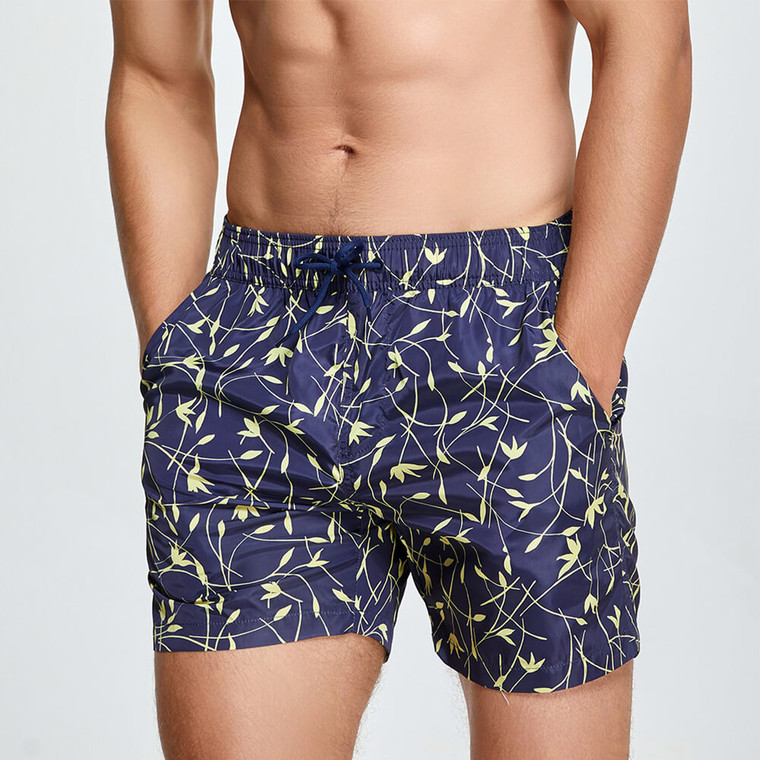 Quick Dry Swim Shorts   Mens Swimming Trunks Beach Summer Surf Board Swimwear Boxer Drawstring Boxers Breathable for Man in trendy Navy Blue