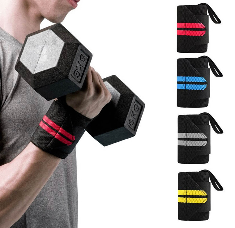Wrist Support   Sport Active Gear 1 Pair Weight Lifting Elastic Bandage Hand Sports Wristband Gym Training Fitness Protective Wrists Brace Wrap Strap for Man Woman in trendy Black-, Red Blue Gray grey, Yellow