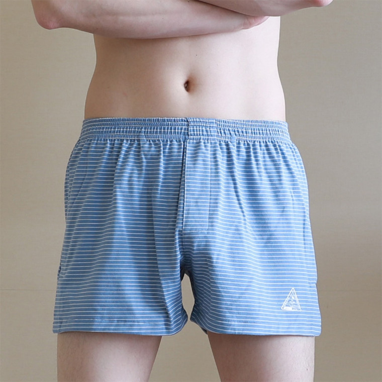 Low-Rise Striped Boxer Shorts  Mens Sexy Smooth Pouch Low Rise Underwear Breathable Bikini Underpants U Convex Pouch Plus Size Boxershorts for Man in Light blue