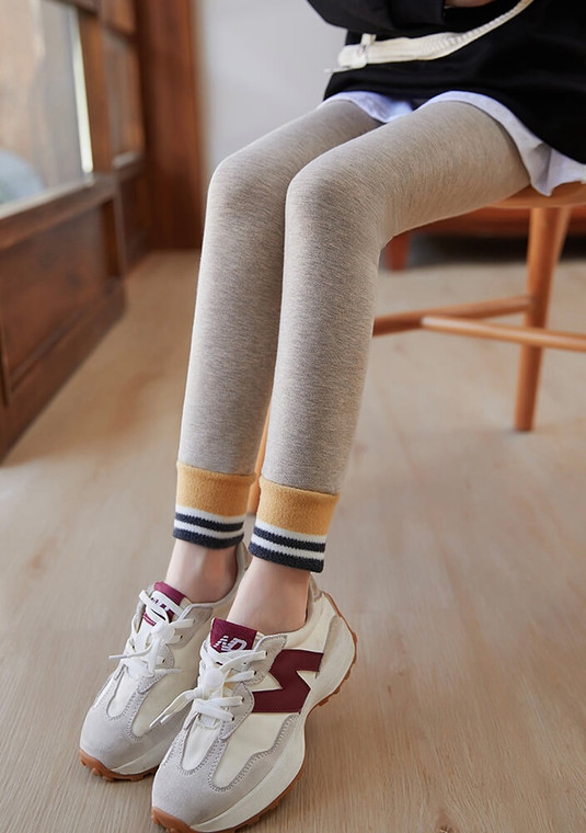 Kids Cotton Fleece Leggings  Girls Winter Thick Warm Fashion All-match Pantyhose for Out Wear Casual Teenage Children trendy Tights 14 15 Years in Beige