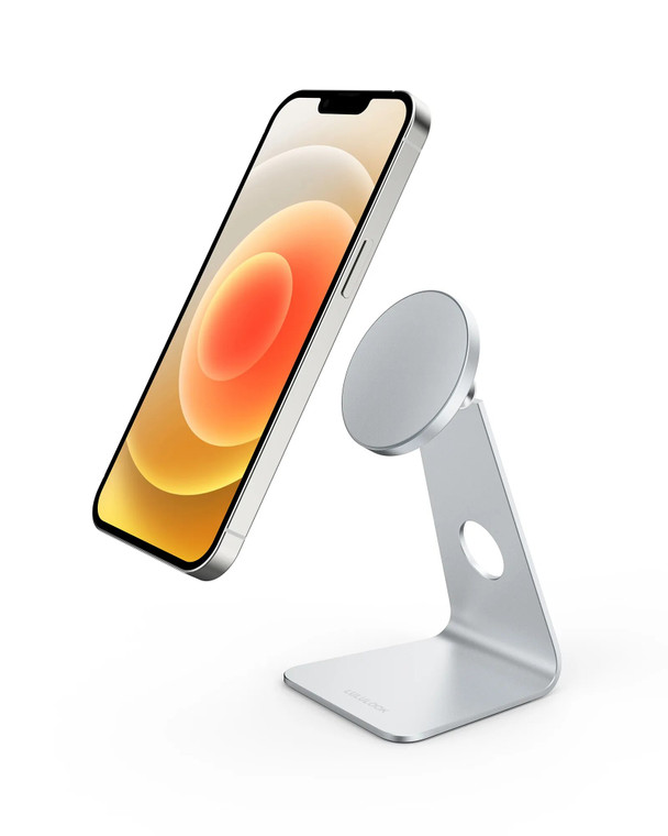 iPhone Magnetic Holder Stand For 13/12 Apple Models 13/12 Pro Max/13 Pro Max/12/12Pro/13 Pro/12 Mini Desktop Smartphone Holder Stands Office Supplies in Silver