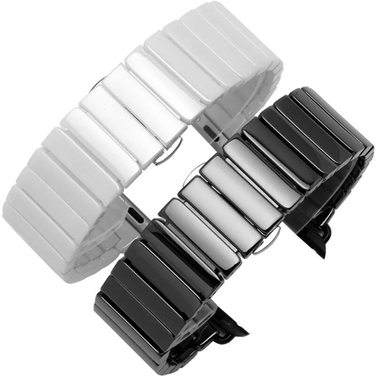 Ceramic Strap for Apple Watch Band 44mm 40mm 42mm 38mm Accessories Stainless steel butterfly bracelet iWatch series 6 5 4 3 2 se Straps in White Black