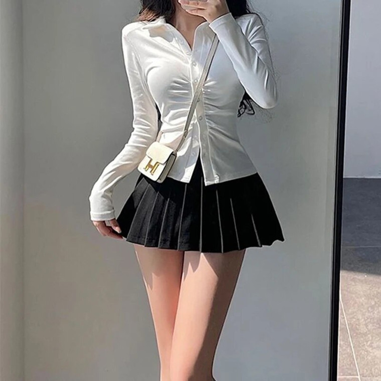 Pleated Skort black Women’s Exercise Skirt Shorts Y2K High Waist A Line Mini Student Preppy Jk Korean Womens Slim Casual Petite and Plus size trendy Tennis Skirts for Woman