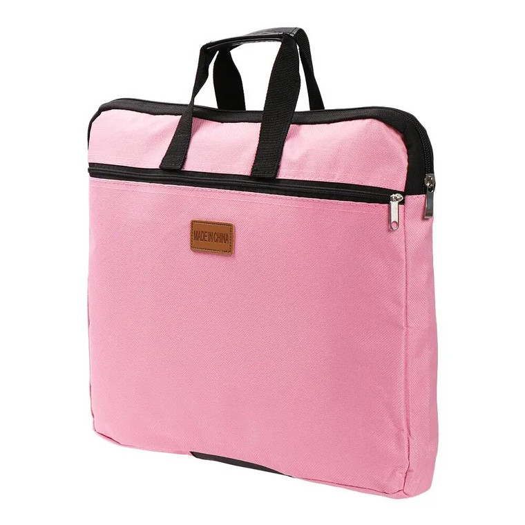 Waterproof Canvas Laptop Bag   Office Work Business Documents Handbag Double Layers Book A4 File Folder Holder with Handle Zipper Big Capacity Handbags Bags in pink