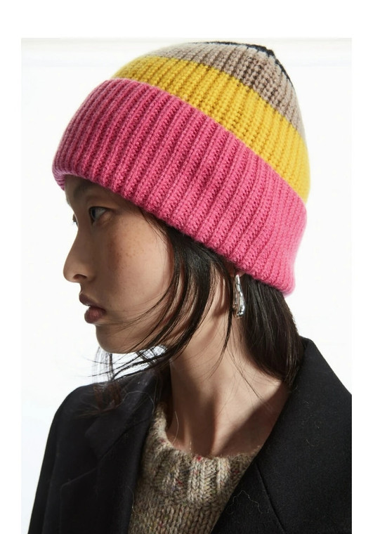 Stripe Knit Rib Beanie  Anywear Unisex Men’s Women’s winter Wool blend mens womens fashion color matching striped ribbed knitted pullover hats rainbow Beanies for trendy man and woman
