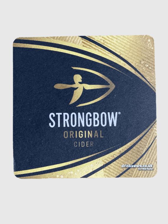 Strongbow Original Cider Drinks Coaster Cider Table Drinkware accessory Vintage BULMERS Beer Mat Drinkware Paper cardboard Coasters Collection Barware beermat accessories mats  British Pub UK Nightclub Clubs Restaurants Bar Collectors United Kingdom England U.K. Classic Expressions collectors antique