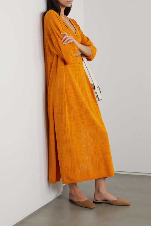 Scoopneck Knit Shirtdress    Women’s Bohemia Dress Spring Summer Commuter Workwear Boho Hollow-out Geometric Pattern Loose fit Look Skinny slim Polo Collar Long Skirt womens petite size viscose knitted Fashion Dresses for Bohemian trendy Woman in orange