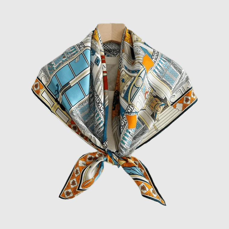 Silk Twill Square Scarf    Women’s Lady Herm-Luxury Shawl, Fashion Brand palace country house courtyard scarves in yellow