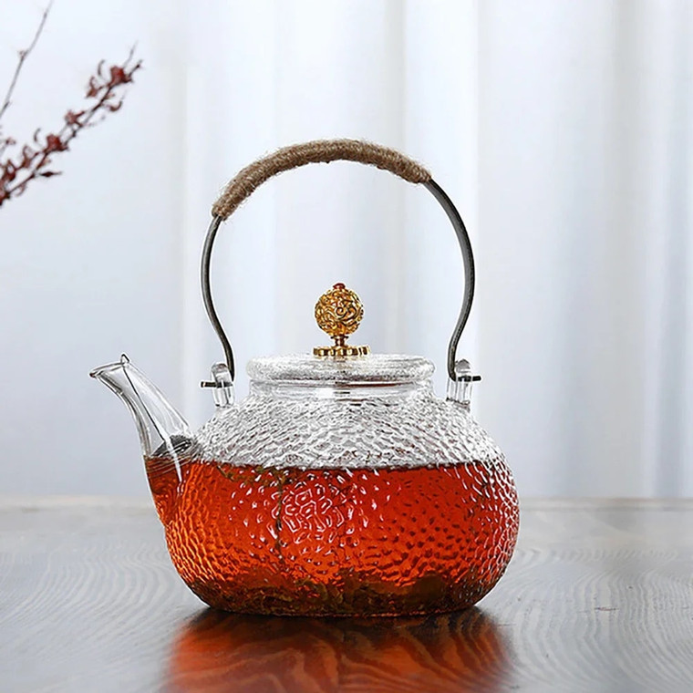 Heat Resistant Glass Tea Kettle golden