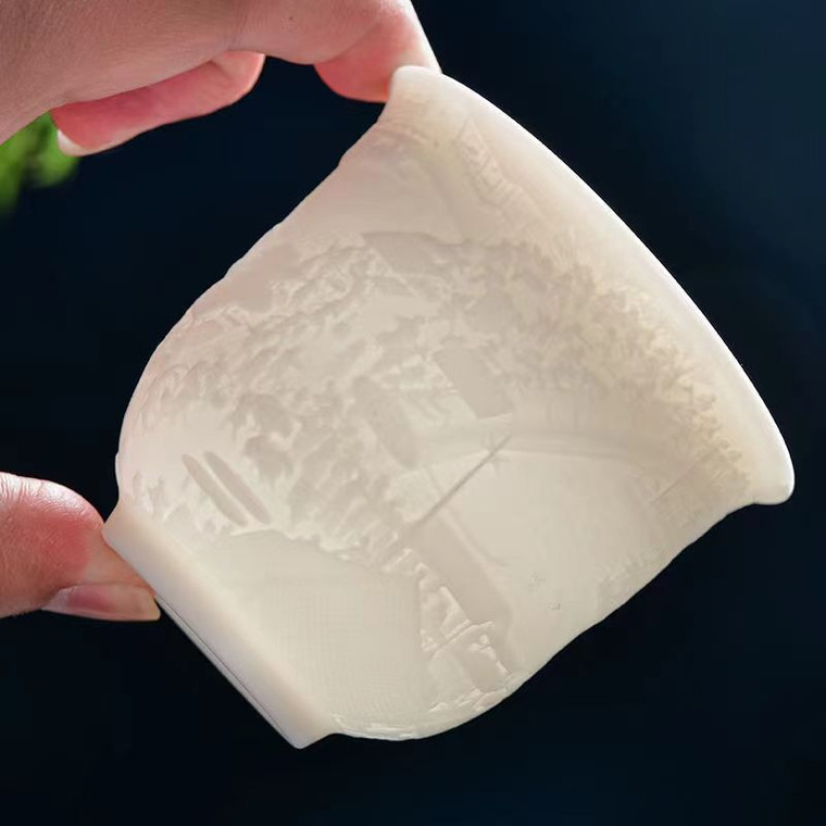 Japanese White Bone China Tea Cup  Goat Fat Jade Ceramic Teacup Cute Cups and Mugs Jingdezhen Teacups Mug