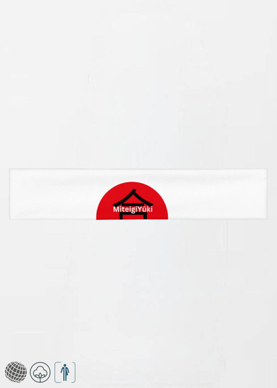MiteigiYūki Headband Logo Unisex any wear Women’s Men’s Fitness Sports Activewear by miteigi branded product sweat-absorbing Headbands for Man Woman in white with red Mens Womens gym yoga headwear