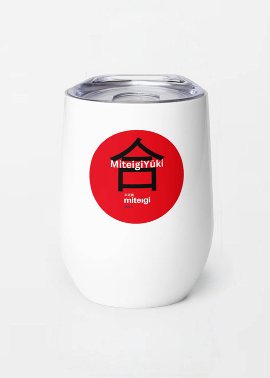 MiteigiYūki Tumbler Logo miteigi-logo design stainless steel wine, milk drinks tumblers with lid Outdoor sports fitness drinkware in white with red pattern
