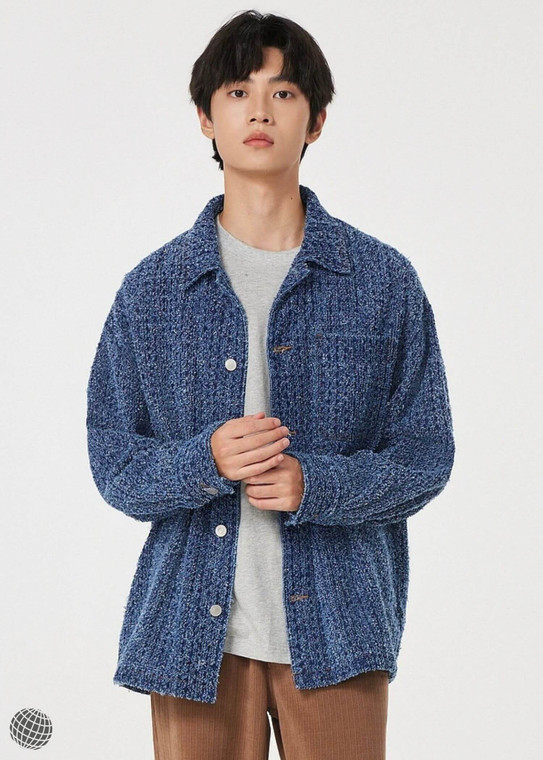 Relaxed Denim Jacket blue  Men’s Basic Loose button-up turn-down collar Merle 100% cotton Single Breasted top chest pocket banded cuffs High-Quality Brand Tops Casual Wear for man Tall-, plus-, petite-, size Mens outerwear coats